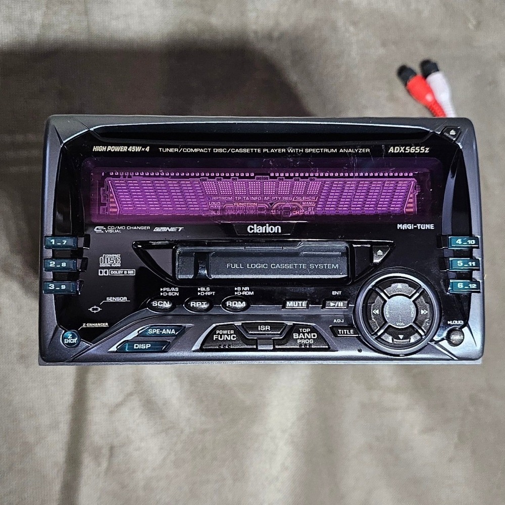 Clarion ADX5655z Double DIN Car Stereo CD Cassette Player AM FM Receiver Remote